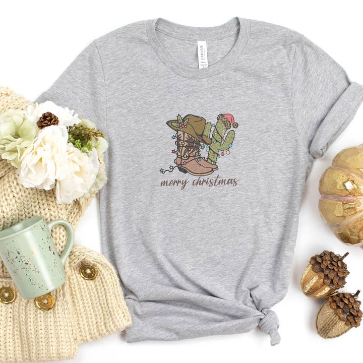 Western Boots Christmas Womens' Christmas Shirt Sizes S-2XL for wholesale by Shine Thrive Grow