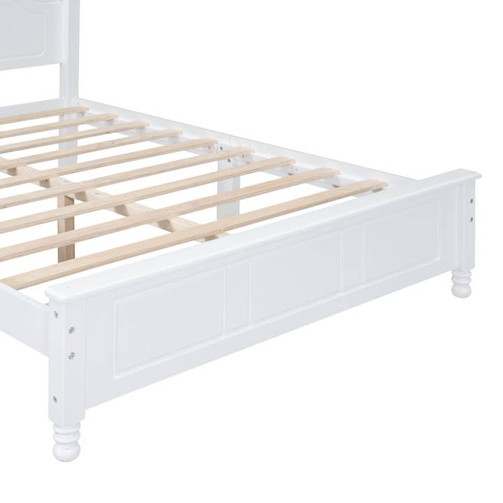 Orange County Decor - Wholesale Bed - Full Size Wood Platform Bed Frame,Retro Style Platform Bed With Wooden Slat Support,White White Wood7