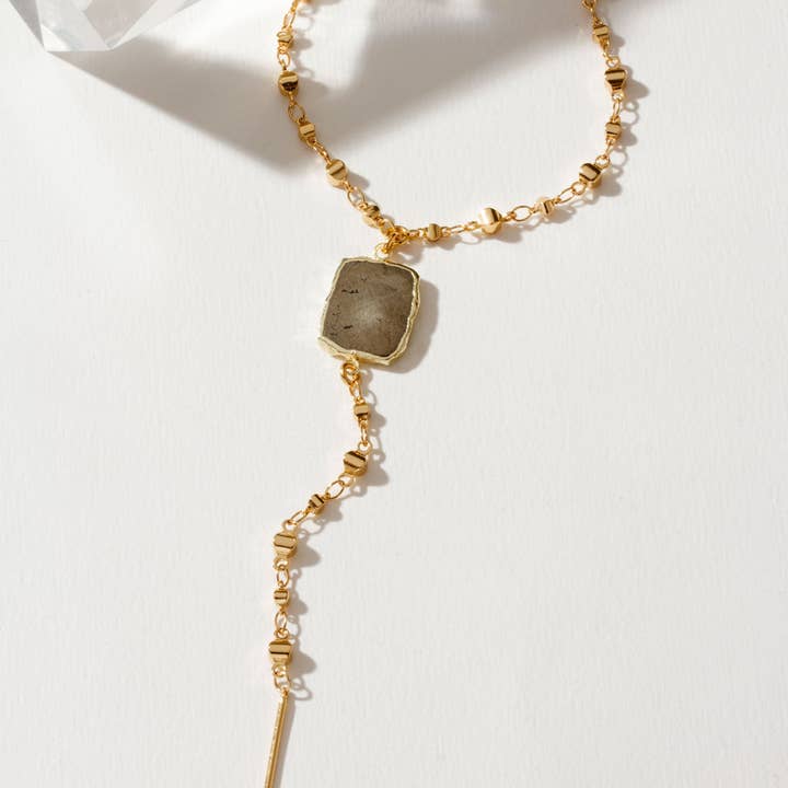 Luna Norte - Wholesale Y-Neck/Lariat Necklace - Eterno Amore Gemma Lariat Necklace - Pyrite