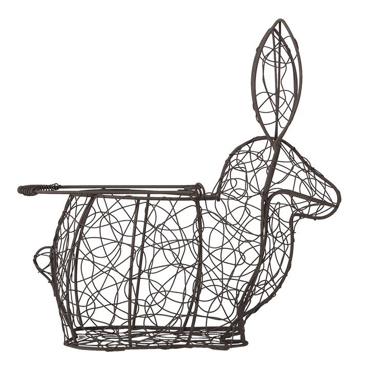 6Y4302 Easter Basket Rabbit 26x13x28 cm Black Iron Basket for wholesale by Clayre & Eef