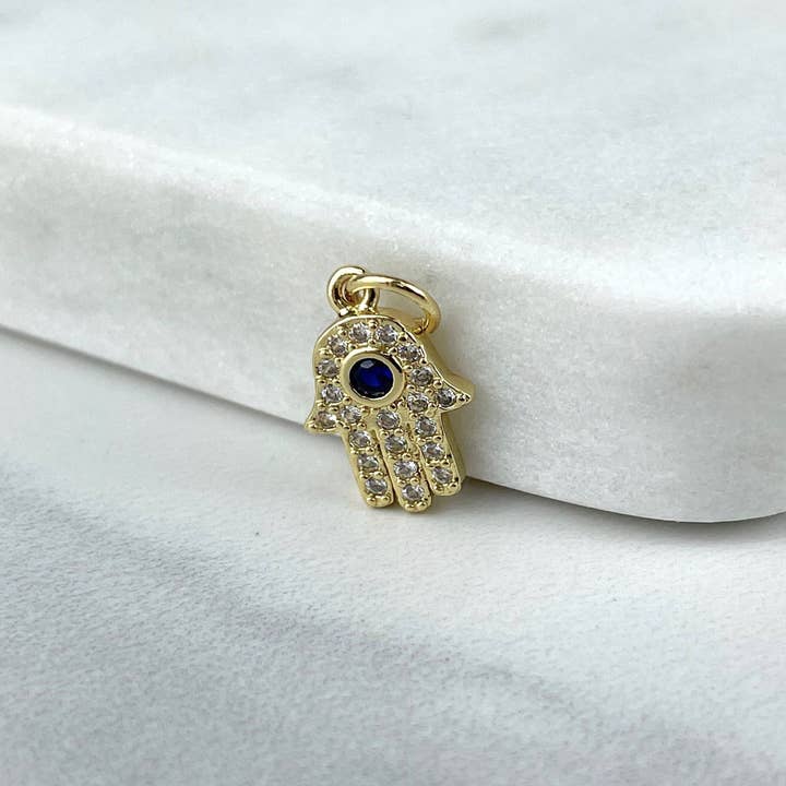 DIJU Jewelry - Wholesale - 18k Gold Filled Micro Pave Cubic Zirconia Hamsa Hand or Horseshoe Charms Wholesale Jewelry Making Supplies