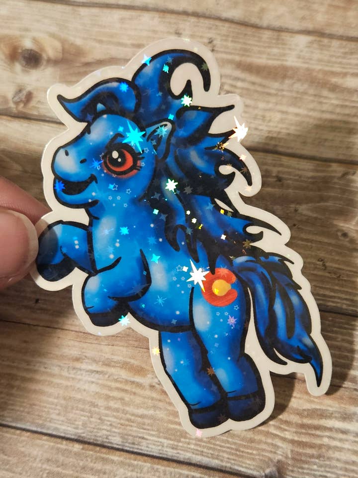 Colorado Blue horse bluecifer sticker for water bottle for wholesale by Unsupervised Art