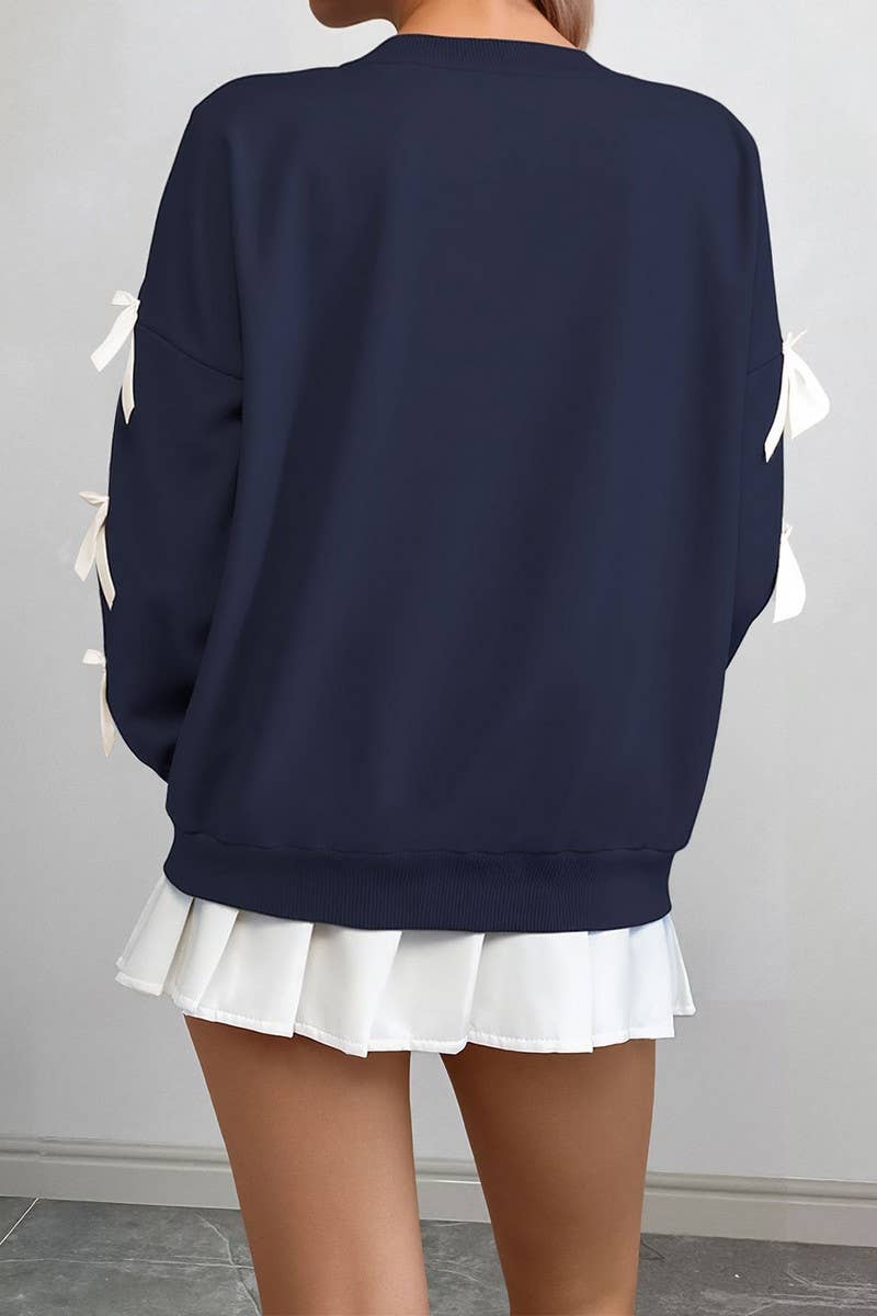 NINEXIS - Vente Chemisier – femme - CWTBLL4035_PULL DE NOËL À COL ROND AVEC NŒUD ROUGE5