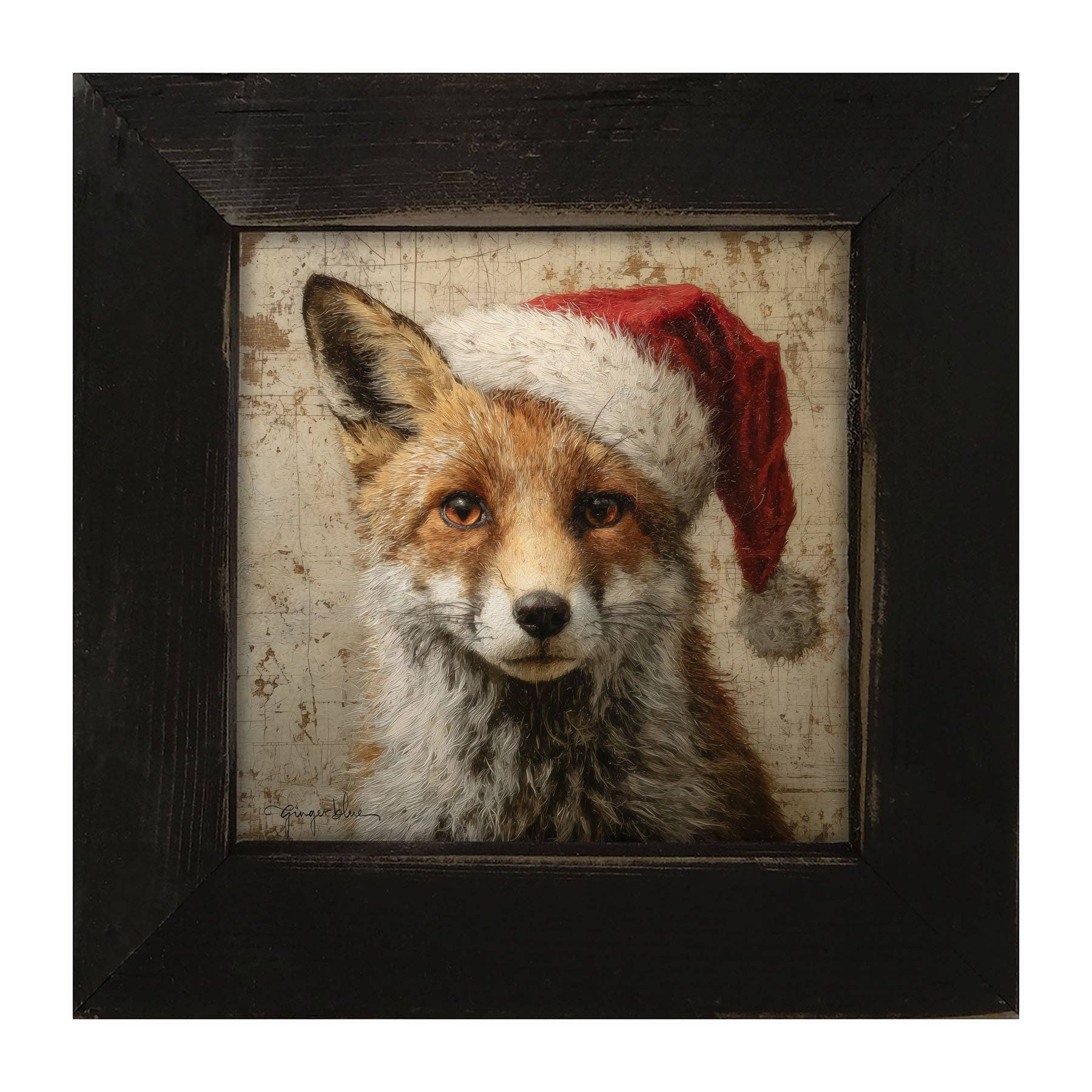 ginger blue - Wholesale Christmas Wall Art - Santa Hat Fox2