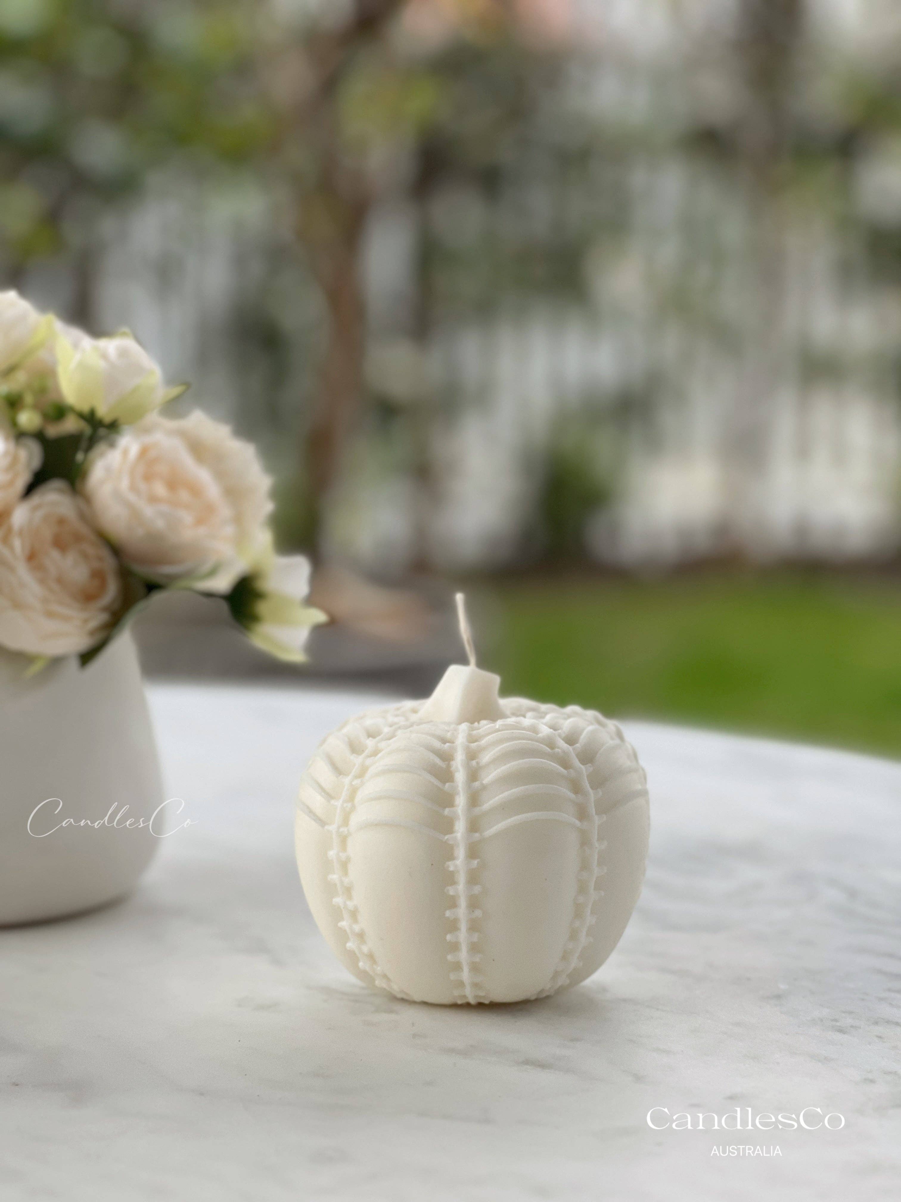 White Large Pumpkin Candle for wholesale on Faire1