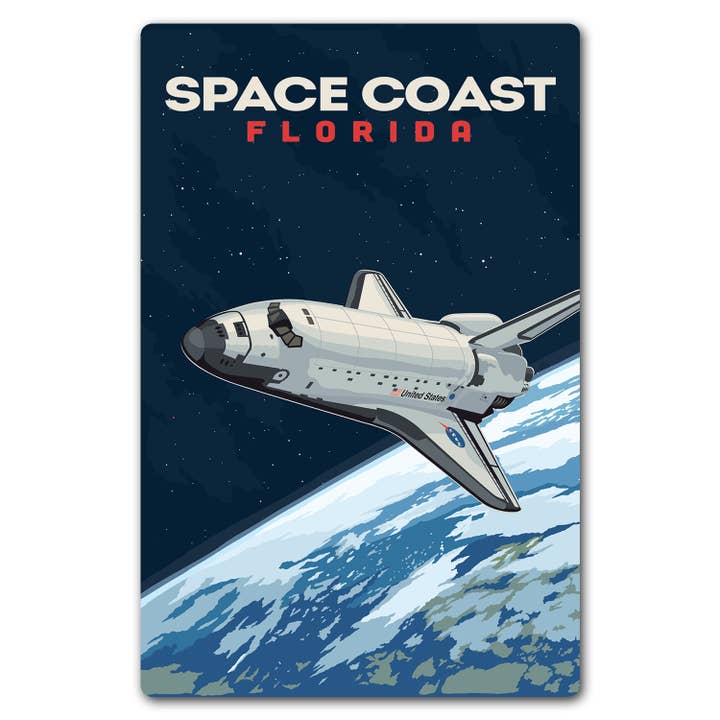 NASA 1981 - Carte postale magnétique "Space Coast FL" pour la vente par Tourist Courts