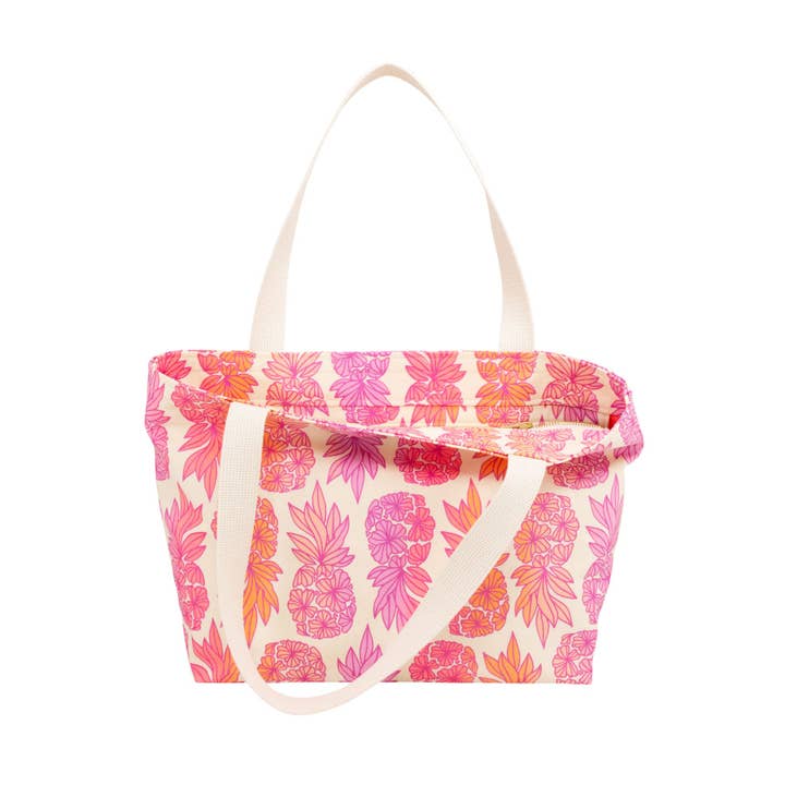 Beach Bag Tote Deluxe • Seaflower Pineapple • Pink over Pink, Peach, and Hot Pink Ombre for wholesale by Jana Lam