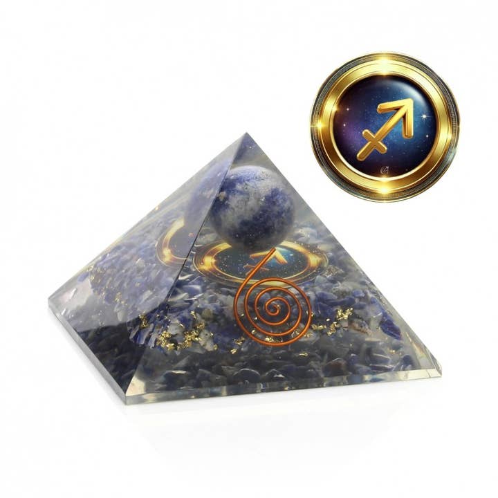 UniArt - Wholesale Spiritual Stone/Crystal - Orgonite pyramid with zodiac symbol8