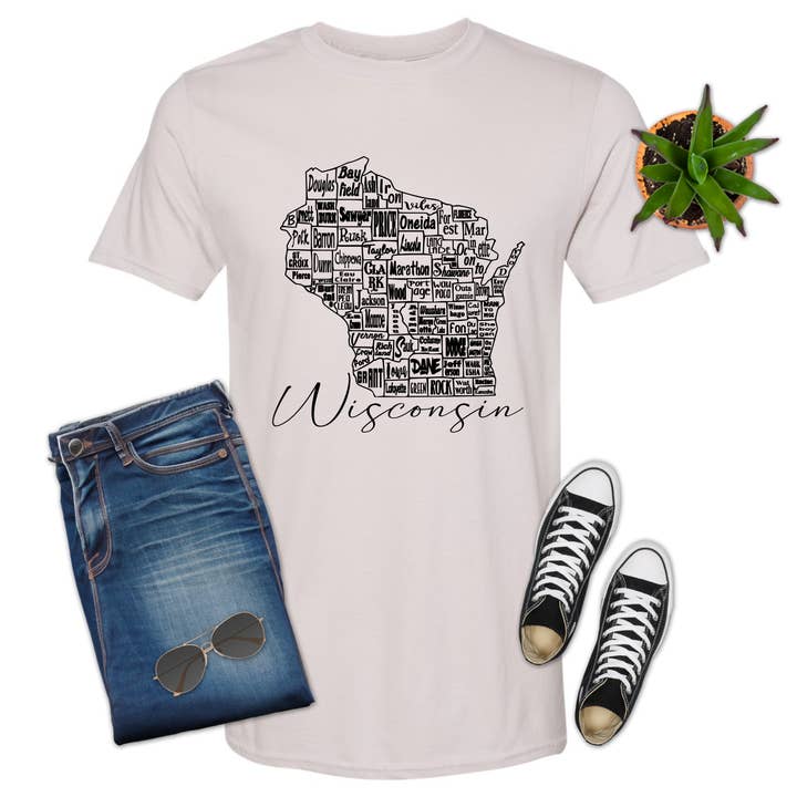 316 Legacy LLC - Wholesale T-Shirt (Graphic) - Unisex - Wisconsin State County Map Shirt, T-shirt1