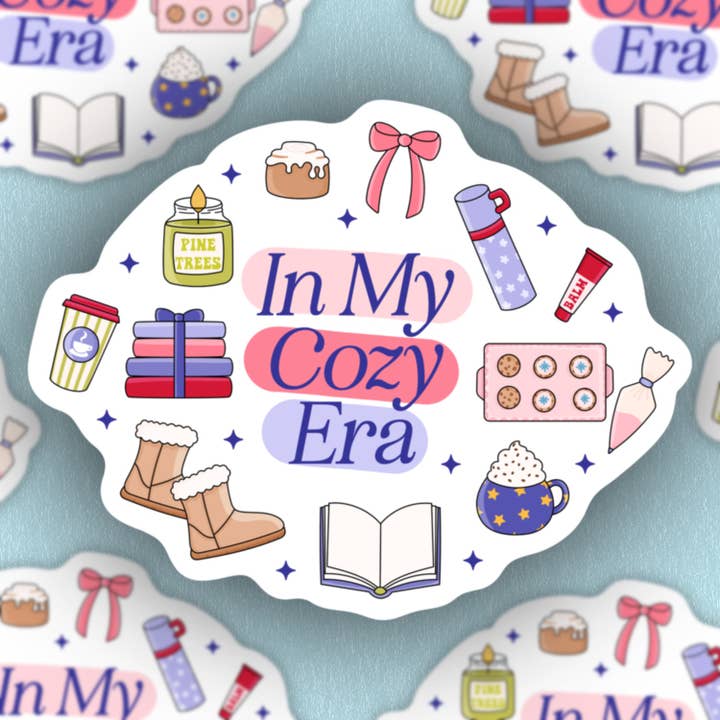 I min hyggelige æra, hygge vinterstemning klistermærke for engroshandel hos Sage and Virgo