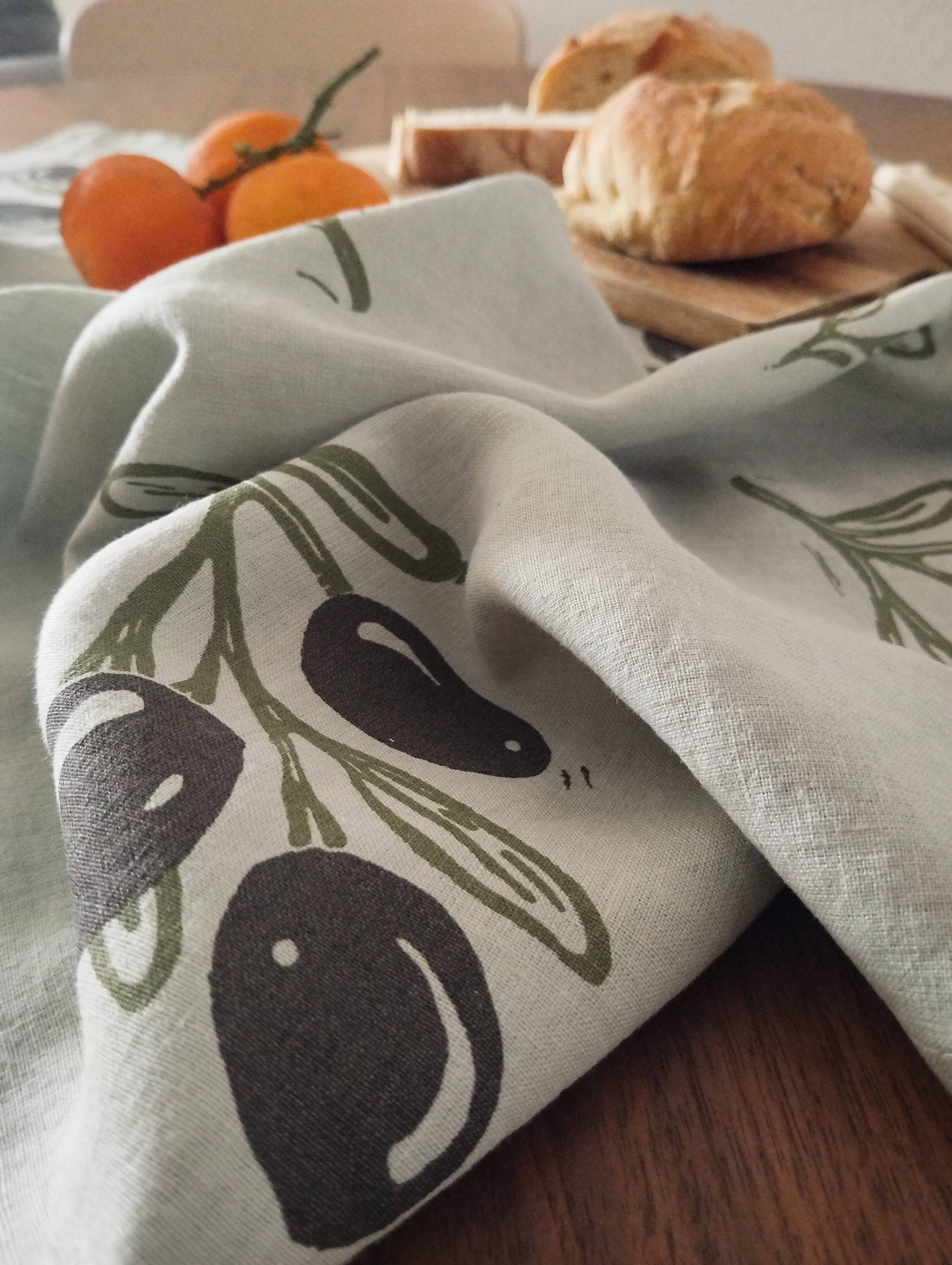 The Ink Job - Wholesale Tea Towel - Linen Tea Towel with Olive Branch Print6