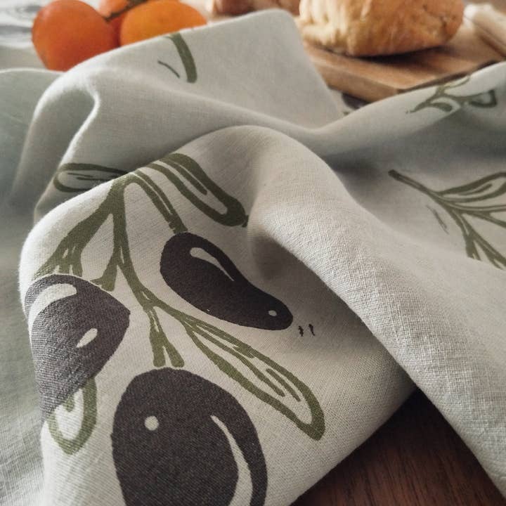 The Ink Job - Wholesale Tea Towel - Linen Tea Towel with Olive Branch Print6