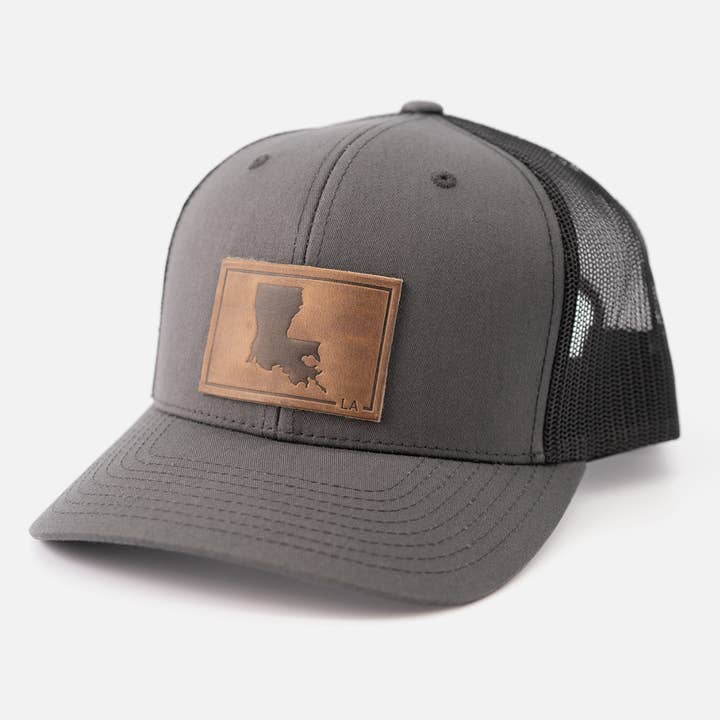 Range Leather Co. - Wholesale Trucker Hat - Unisex - Louisiana Silhouette Hat | Leather Patch Trucker Hat