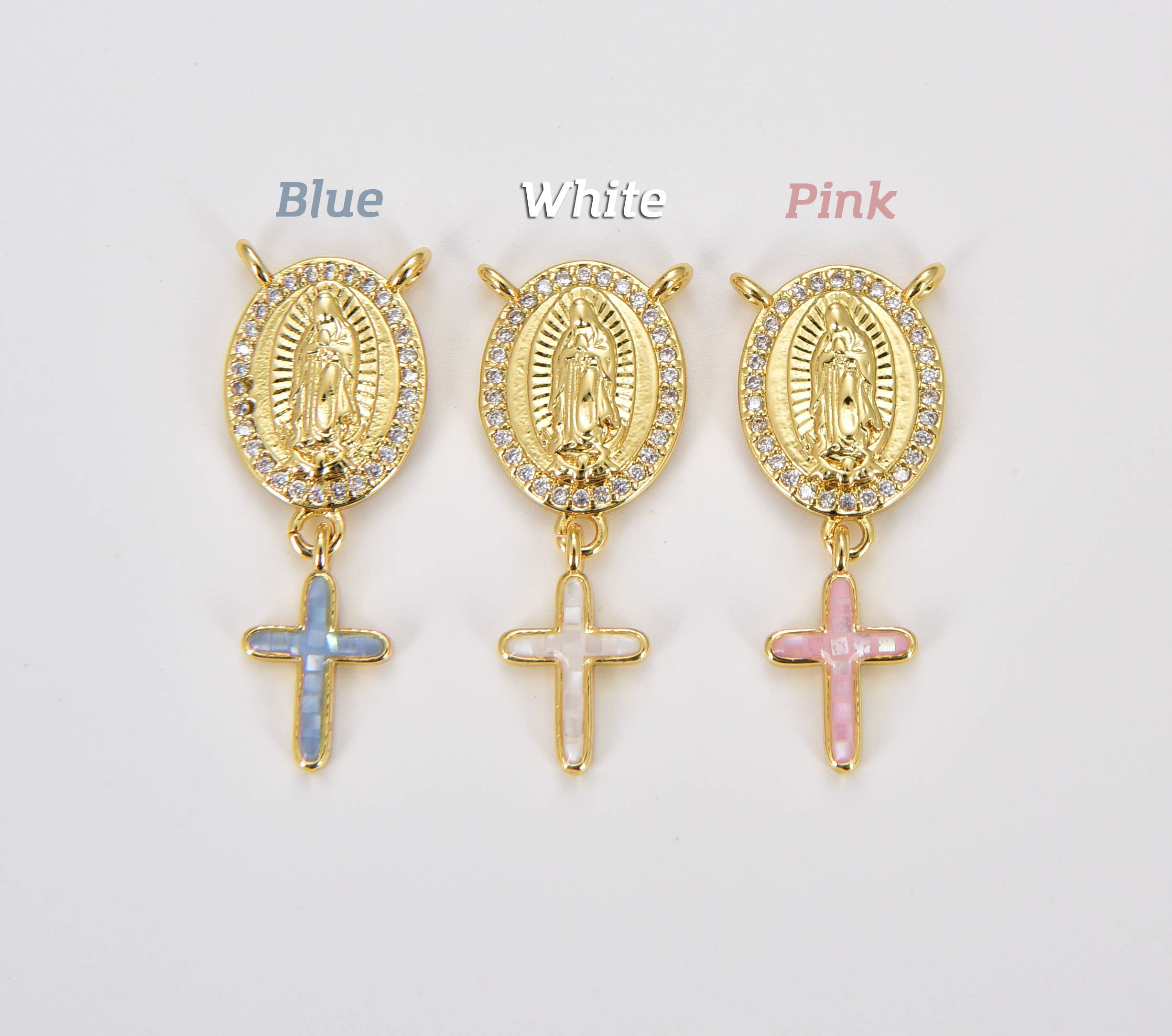 Beads Creation - Wholesale Individual Charm/Pendant - Virgin Mary Centerpiece Y Connector Rosary Charm, CN4520