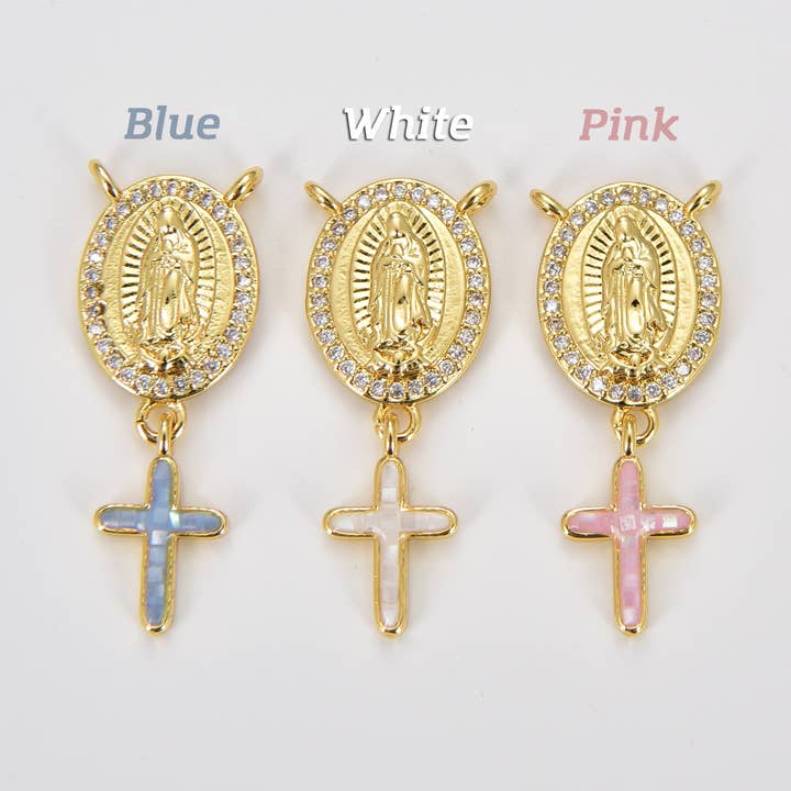Beads Creation - Wholesale Individual Charm/Pendant - Virgin Mary Centerpiece Y Connector Rosary Charm, CN4520