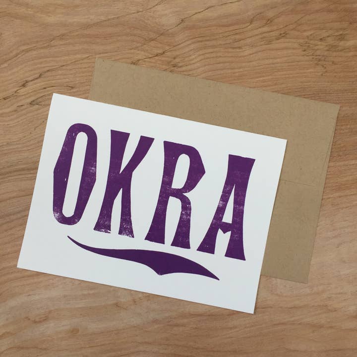 Okra Letterpress Greeting Card for wholesale by Pioneer House (formerly Yee-Haw)