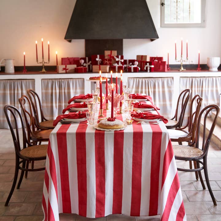 St. Tropez Red Stripes | French Tablecloth for wholesale by Caravan Home
