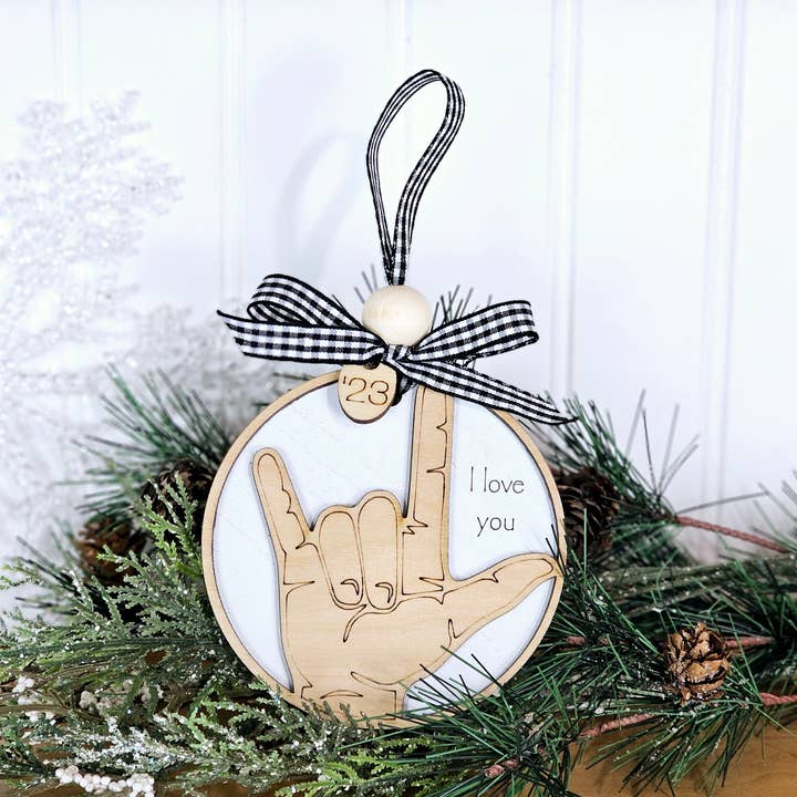I Love You Ornament, Hand Sign Language Ornament, asl gift for wholesale by Cul de Sac Critters