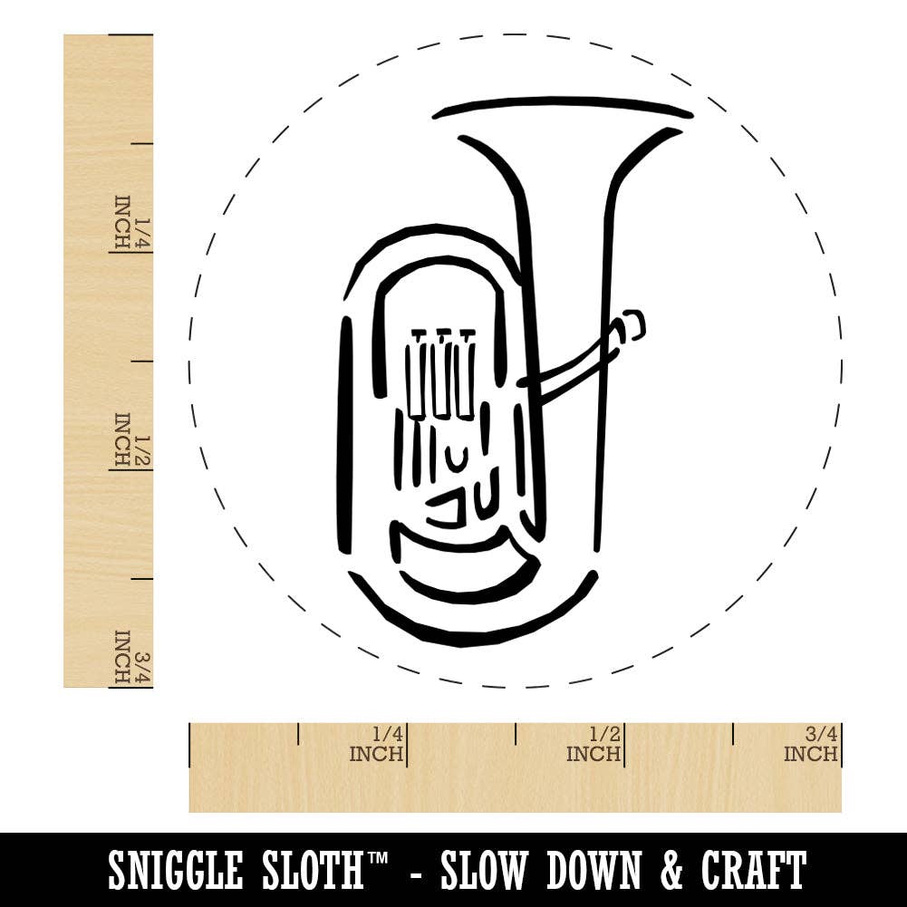 Sniggle Sloth - Vente Tampon encreur/décoratif - Tampon en caoutchouc pour esquisse d'instrument de musique tuba pour estamper des planificateurs d'artisanat1