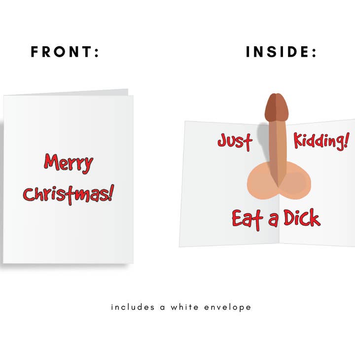 Glædelig jul! - Pop Up d** k lykønskningskort for engroshandel hos Crude Cat Cards