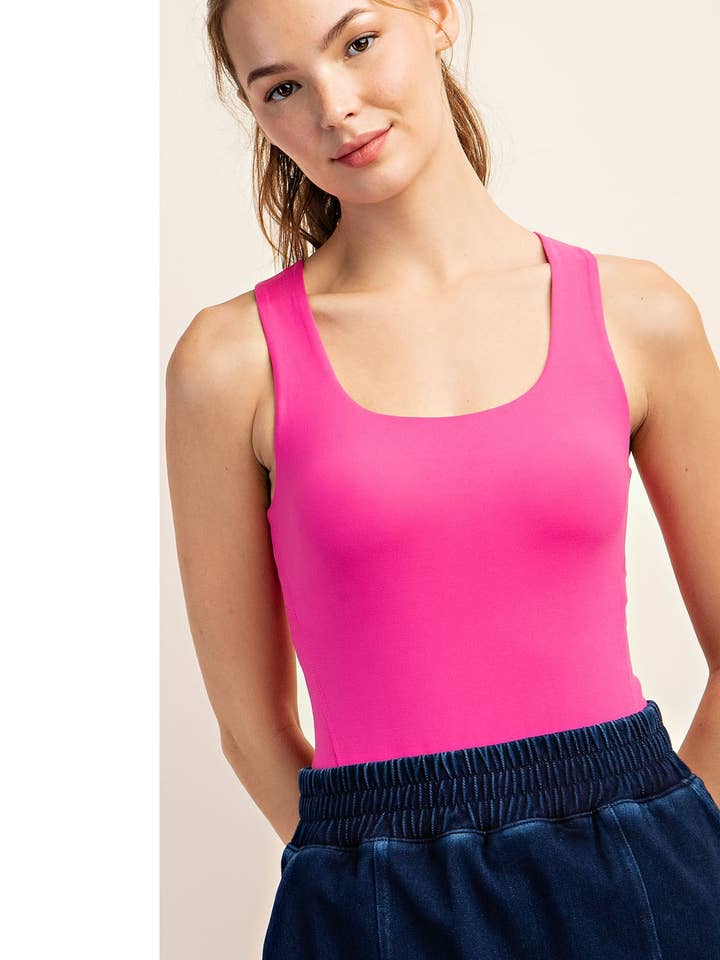 Rae Mode - Wholesale Bodysuit - Women's - PLUS SIZE RECYCLED BUTTER SLEEVELESS BODYSUIT