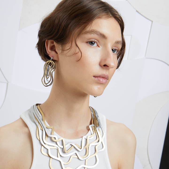 Curves Duo Necklace - Silver / Gold for wholesale on Faire1