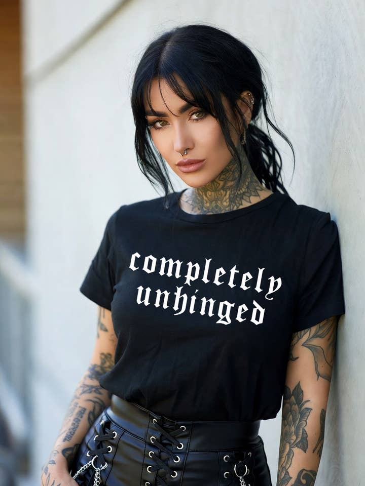 Completely Unhinged, Gothic Alt Witchy Shirt for wholesale by Wickedly Divine Shop