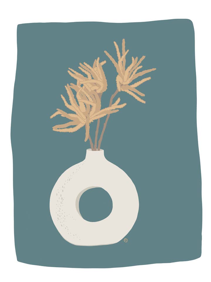 Fioriture secche con stampa verde acqua per la vendita all'ingrosso da parte di Madison O'Brien Art