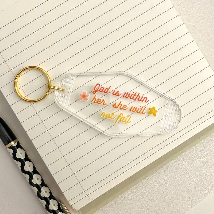Grow in Grace - Wholesale Keychain - Women's - God is within her, she will not fail motel keychain