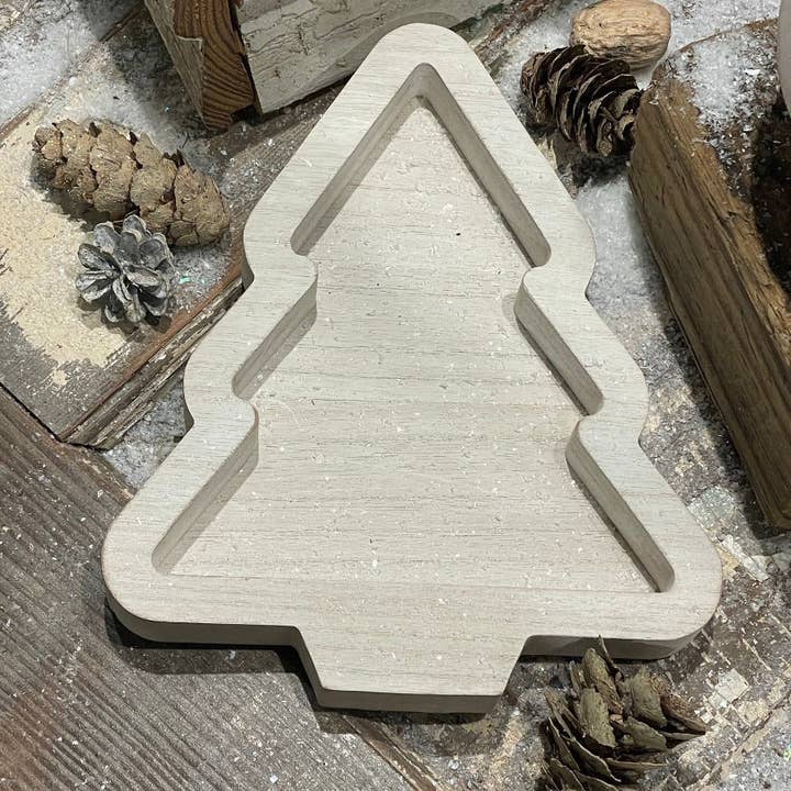 Collins Painting & Design - Wholesale Decorative Tray - FR-3836 - Lrg. White Wash Christmas Tree Tray