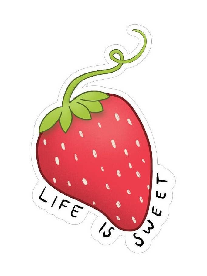 Life Is Sweet Strawberry Sticker – Fruit Lover Gift for wholesale by Sakura Design Gallery