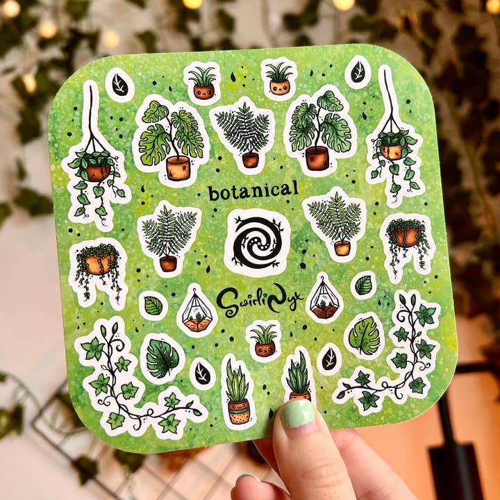 Green Botanical Sticker Sheet for wholesale by SwirliNyx