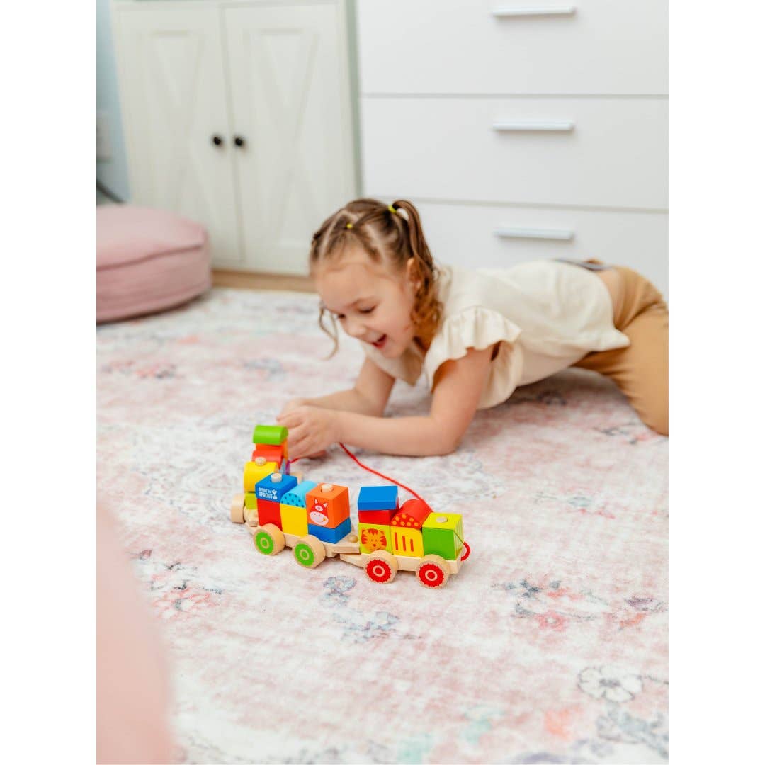 Spirit 'N Sprout - Wholesale Wood Toy - Kids - Farm Wooden Train Set for Kids - Pull Along Stacking Train8