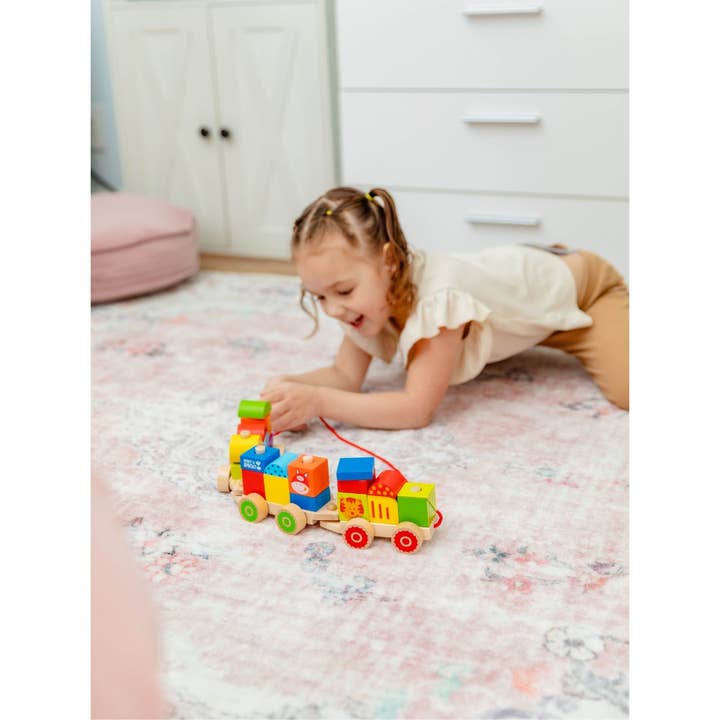 Spirit 'N Sprout - Wholesale Wood Toy - Kids - Farm Wooden Train Set for Kids - Pull Along Stacking Train8