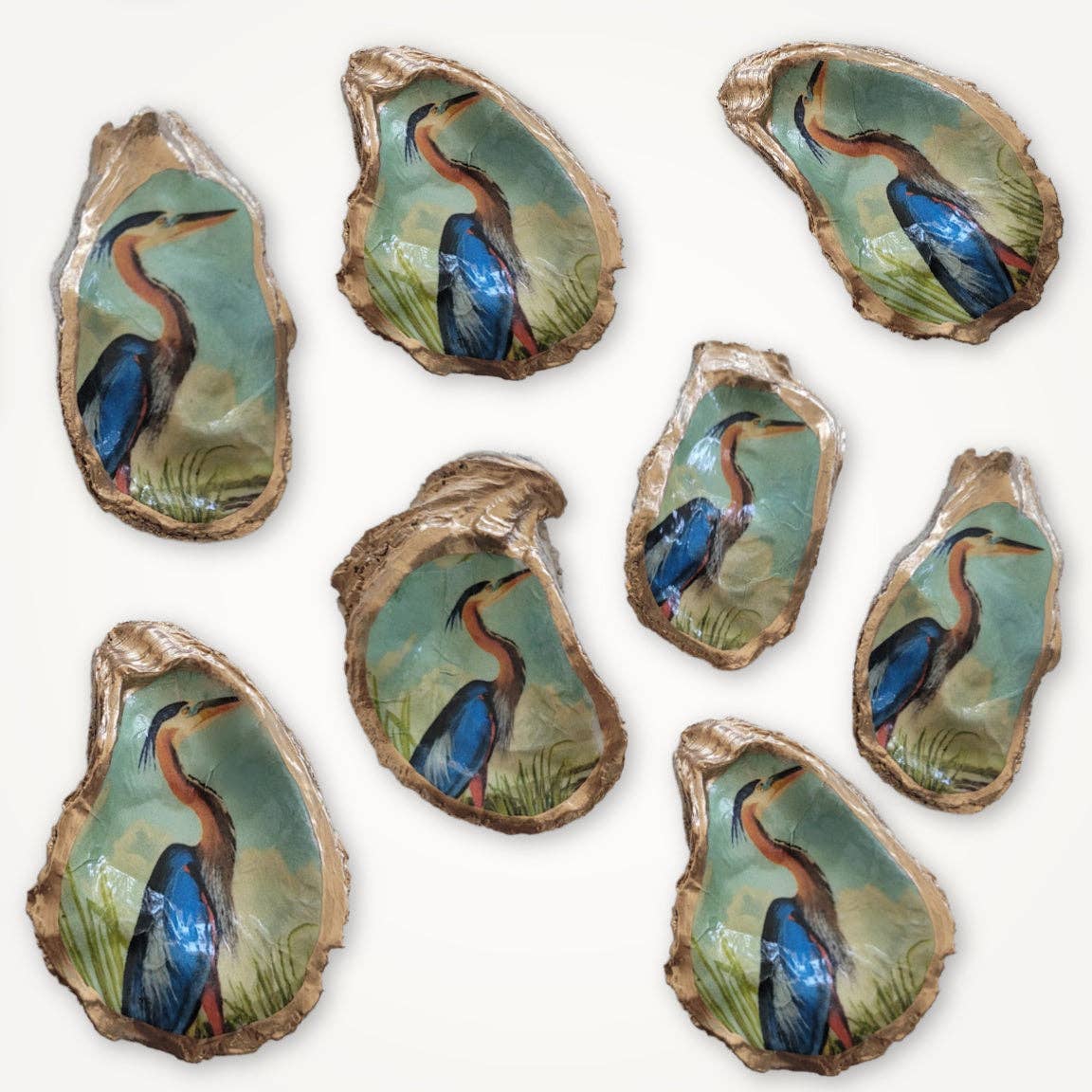 Beatrixbell Handcrafted - Wholesale Ornament - Blue Heron Ornament | Oyster Shell Wetland Wildlife Decor1