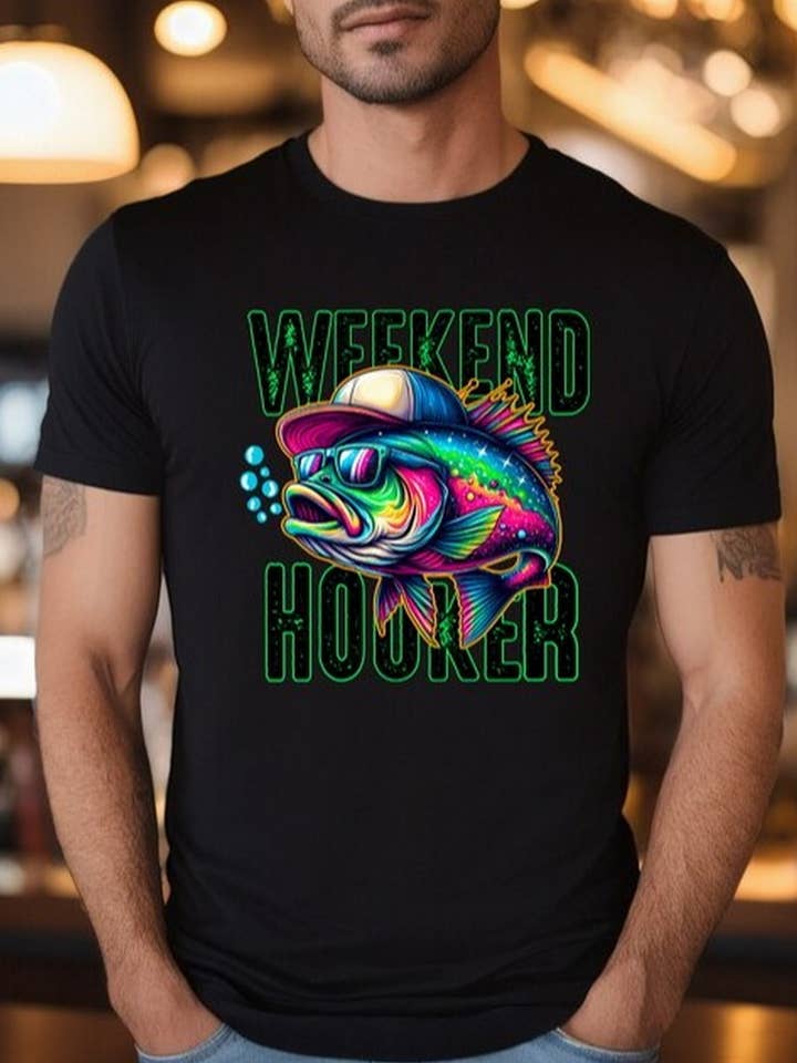 Black Weekend Hooker Shirt, Fisher Shirt, Fishing Shirt, Lake Vibe for wholesale on Faire