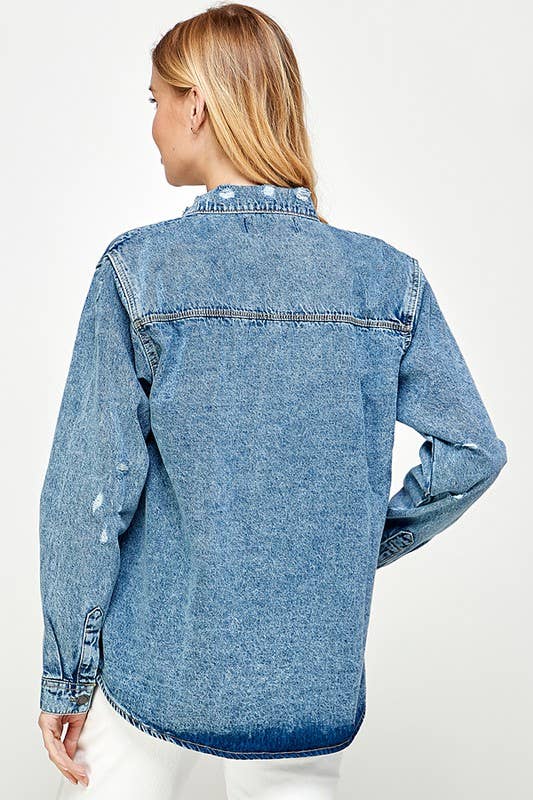 BLUE AGE - Vendita all'ingrosso Giacca di jeans - Donna - Camicie di jeans da donna lavate con trattamento acido4