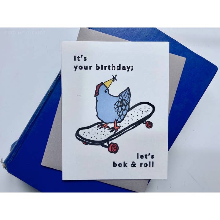 „Bok & Roll” Skateboard Kip Verjaardagskaart voor wholesale door HEI LO CARDS