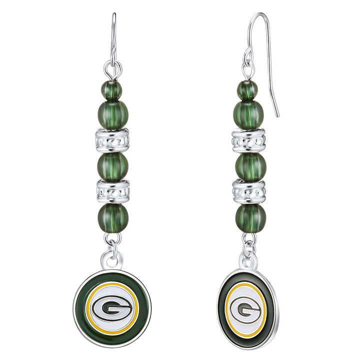Simran International - Wholesale Dangle Earrings - NFL Green Bay Packers Beaded Dangle Earrings