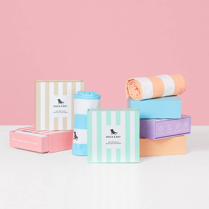 Dock & Bay UK - Wholesale Hair Towel/Wrap - Dock & Bay Hair Wraps - Tulum Blue (New Box)7