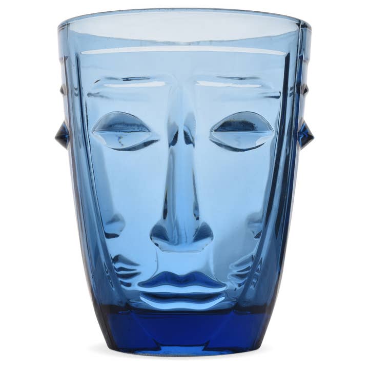 bruise Glass goblet Blue Face D8 H10cm for wholesale on Faire