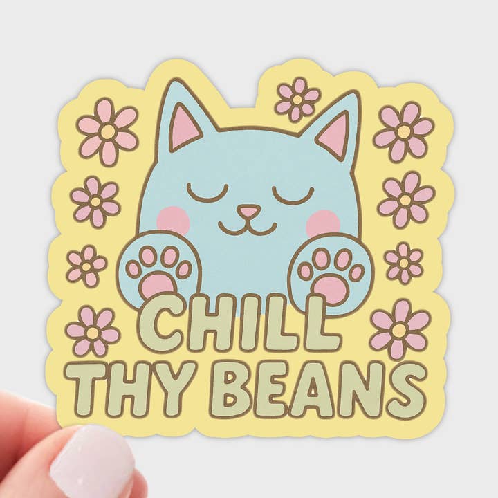 Chill Thy Beans Sticker - cat, kitten, kitty, cute, pet shop for wholesale by Yarnival