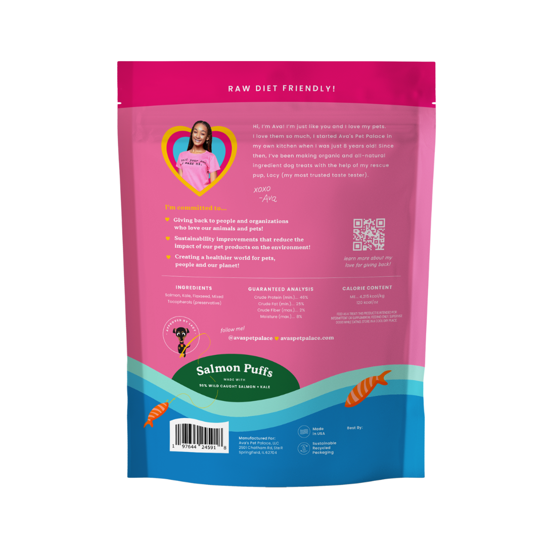 Ava's Pet Palace - Wholesale Pet Treats - Dog - Freeze Dried Dog Treats - Wild Salmon  + Kale & Flax seed5