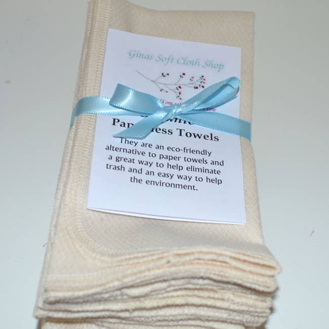 Ginas Soft Cloth Shop - Wholesale Dishcloth - White Birdseye - 11x12 Paperless Unpaper Towels 2 Ply5