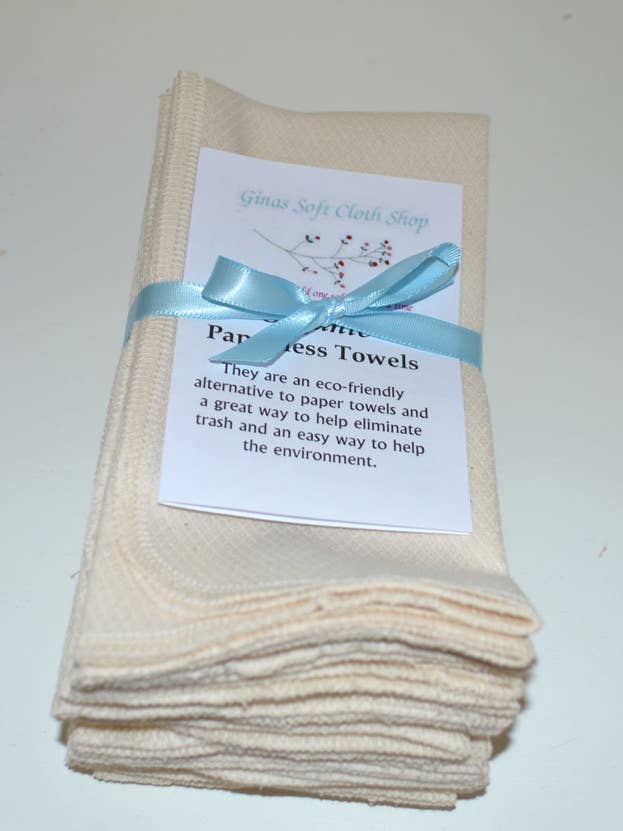Organic Birdseye - 14x14 Paperless Towels 1 Ply for wholesale by Ginas Soft Cloth Shop