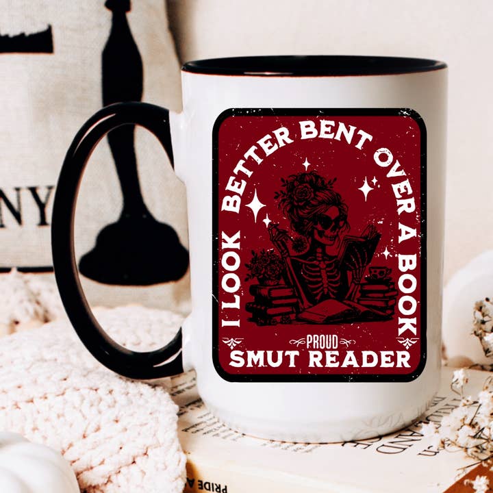 Smut Bookish Coffee Mug with Black Handle for wholesale by Ace the Pitmatian Co