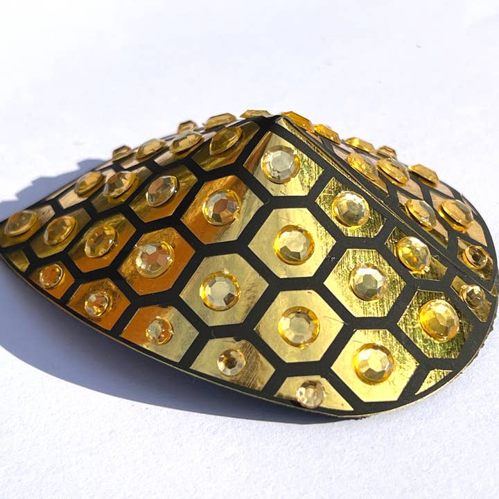 Appeeling - Venta al por mayor Pezoneras - Mujer - Empanadas HONEYCOMB con lámina dorada y cristal para pezones, fundas para festivales, carnaval, raves, lencería burlesca