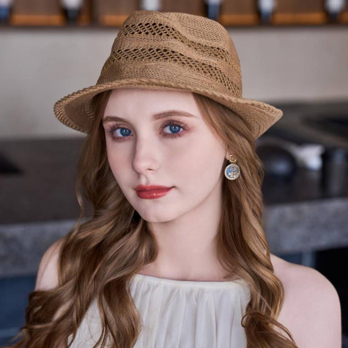 Brown STRAW SUN PROTECTION BUCKET HAT_CWAH1332 for wholesale on Faire6