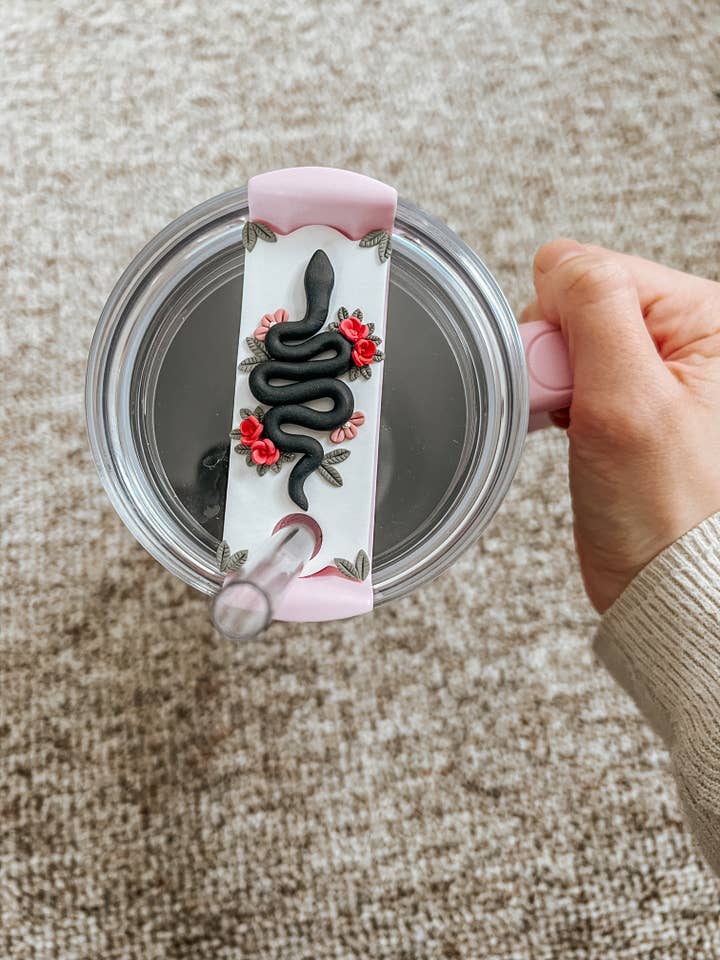 Clay Floral Black Snake Stanley Plate - 40 oz Tumbler for wholesale by Sunflower Blossoms Boutique