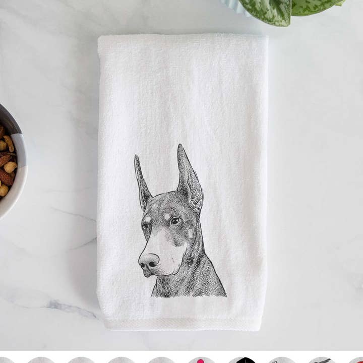Sunny the Doberman Pinscher Hand Towel for wholesale by Inkopious